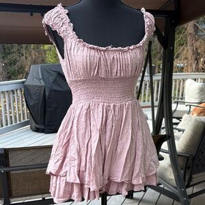 Urban Outfitters Pink Ruffled Jumpsuit